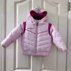 Columbia Pink Reversible Jacket Insulated Hooded Toddler Girls Size 3T
